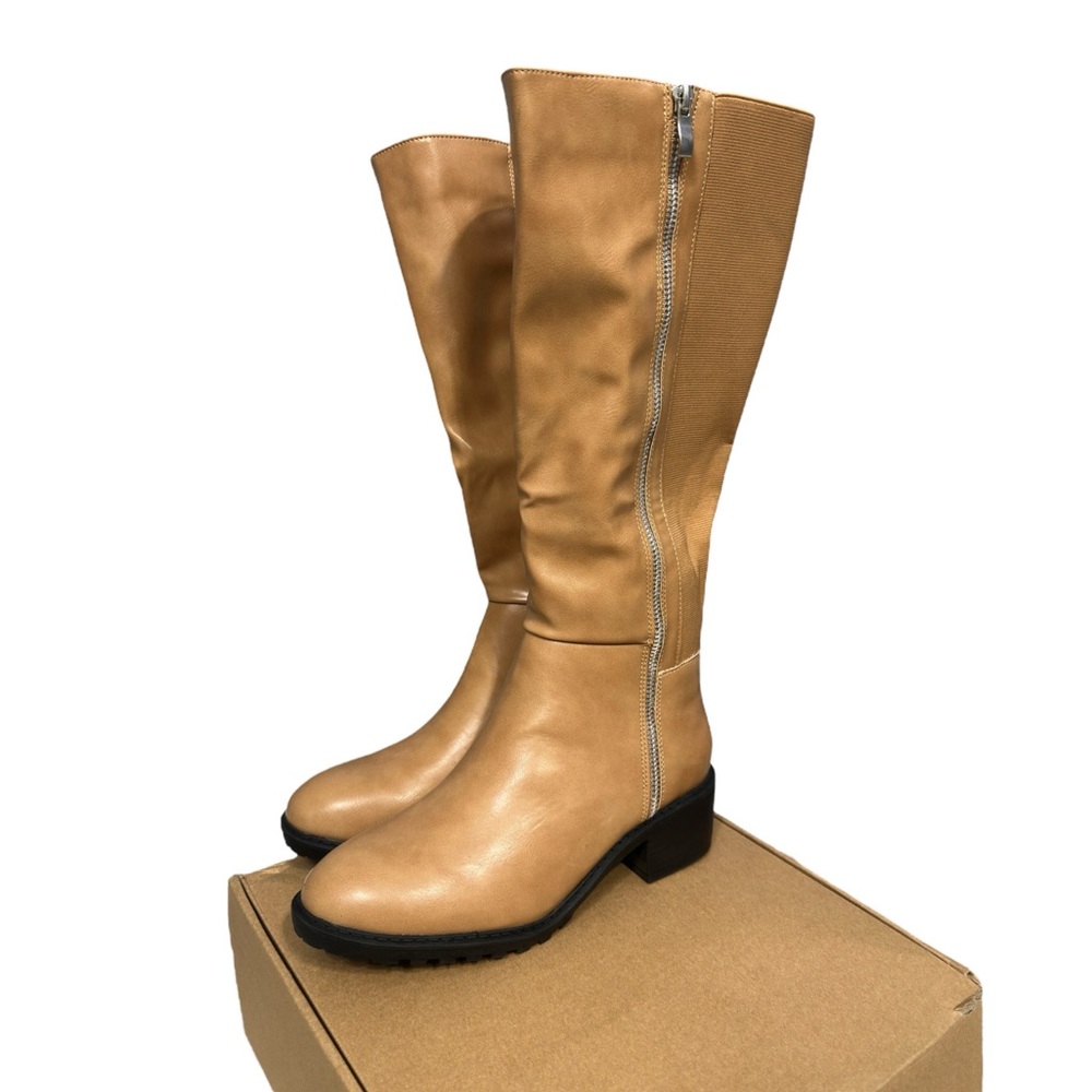 Journee Collection Women's Morgaan Extra Wide Calf Tan Knee High Boots NWT 8XWC - Picture 6 of 10